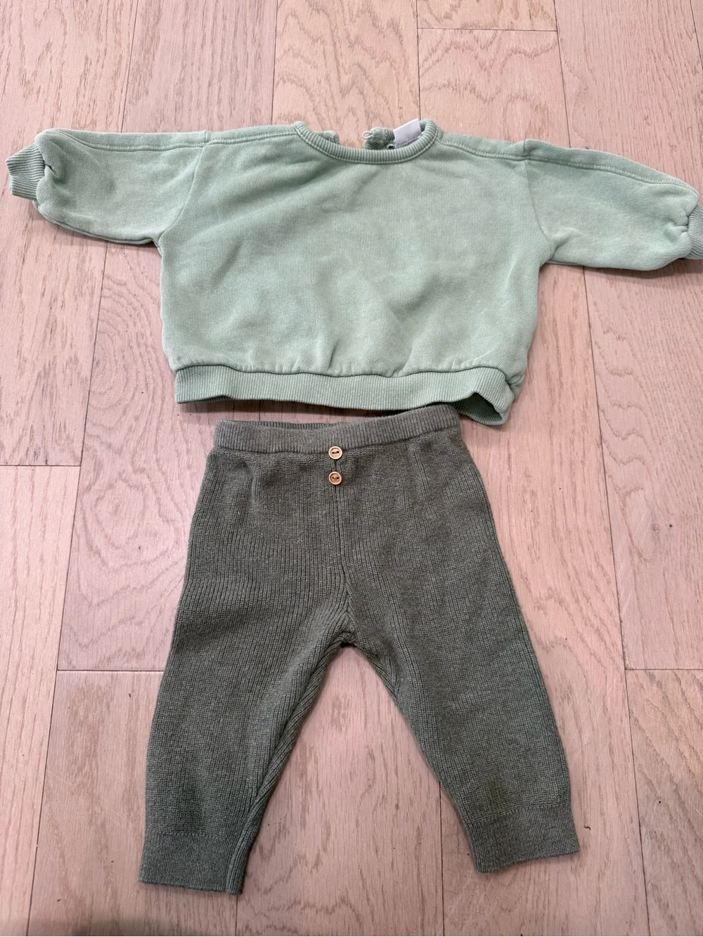 Zara Two-Piece Sage and Olive Knit Set